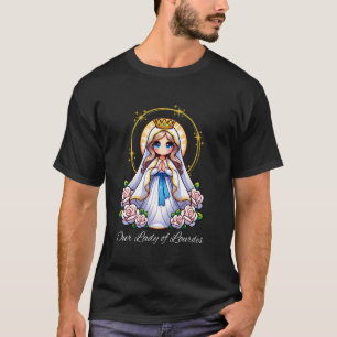 T-shirt Notre Dame de Lourdes Priez Marie Mignonne Femme C