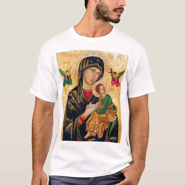 T-shirt Notre Dame Perpétuelle aide Vierge Marie Icône Rus (Devant)