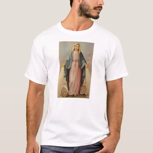 T-shirt Notre Madame de la mère bénie par chapelet Mary (Devant)