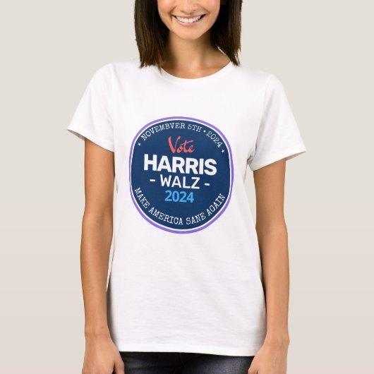 T-shirt Notre Make America Sane again Harris Walz 2024 (Devant)