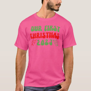 T-shirt Notre premier Noël 2023 Couple Correspondant Noël
