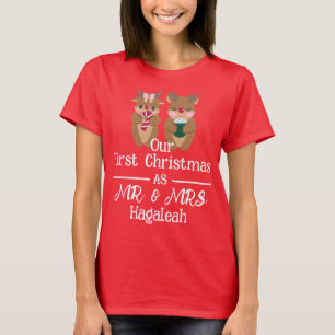 T-shirt Notre premier Noël en tant que M. et Mme Newlywa