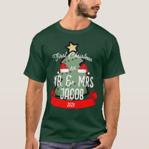 T-shirt Notre premier Noël en tant que M. et Mme Newlywa
