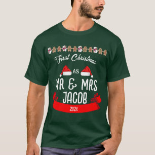 T-shirt Notre premier Noël en tant que M. et Mme Newlywa