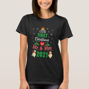 T-shirt Notre Premier Noël En Tant Que M. & Mme Juste Mari