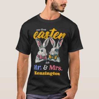 T-shirt Notre Première Pâques Comme M. Et Mme Bunny Rabbit