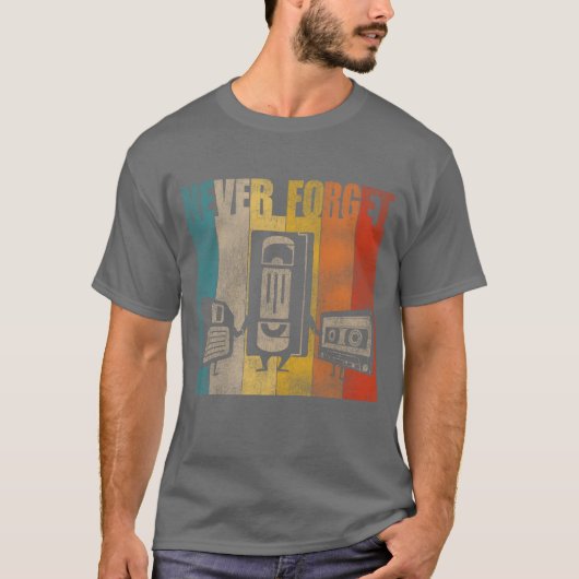 T-shirt N'oubliez jamais les disquettes VHS et Cassetteape (Devant)