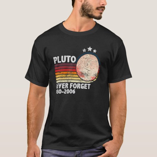 T-shirt N'oubliez jamais Pluto Retro Style Space Science L (Devant)