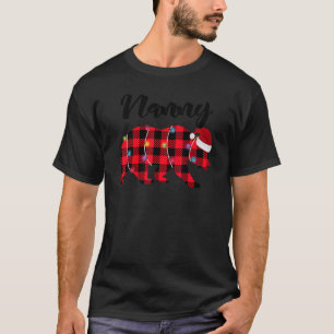 T-shirt Nounou Ours Buffalo Rouge Carreaux Lumineux Noël P
