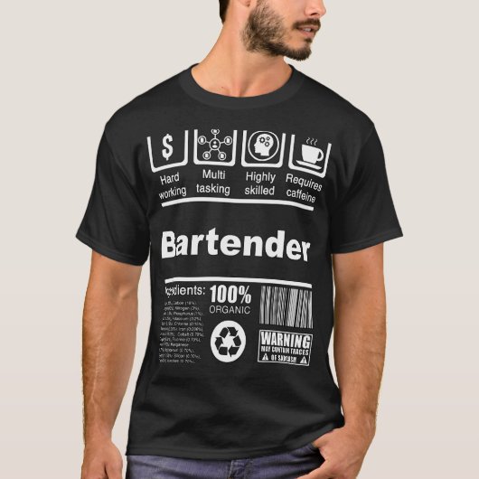 T-shirt Nourriture Du Barman Pour Les Barmans (Devant)