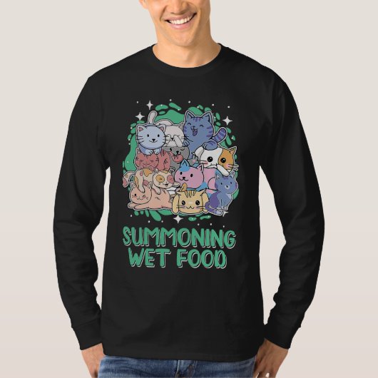 T-shirt Nourriture humide de convocation Chat Humour Cha (Devant)