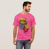 T-shirt Nourriture Rapide Dans Frites De Burger De Poche P (Devant entier)