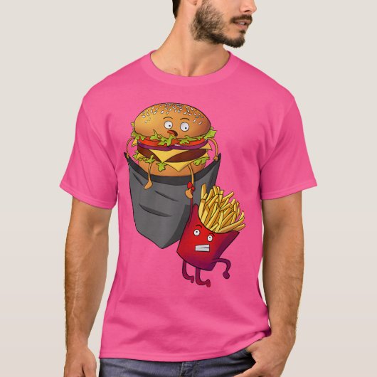 T-shirt Nourriture Rapide Dans Frites De Burger De Poche P (Devant)