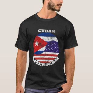 T-shirt Nous et drapeau de Cuba moitié cubain moitié améri