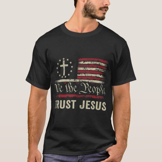 T-shirt Nous Le Peuple Confiance Jésus - USA Drapeau Chris (Devant)