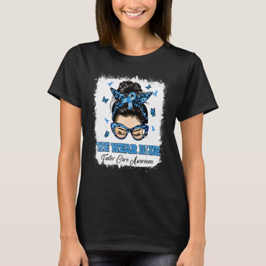 T-shirt Nous Portons Blue Messy Bun Warrior Foster Care (Devant)