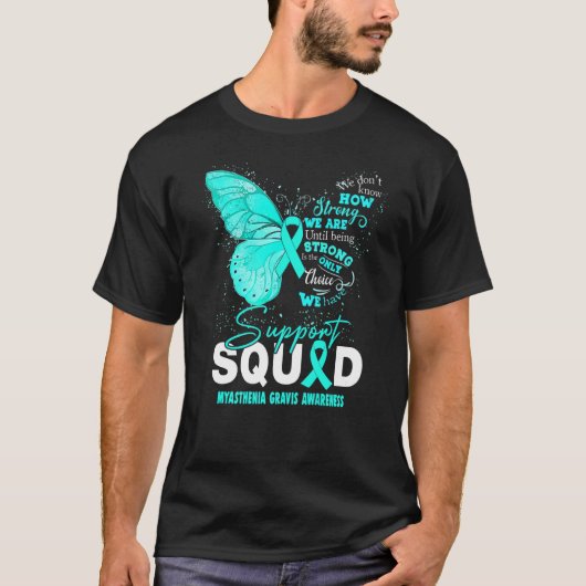 T-shirt Nous Portons Turquoise Papillon Support Myasthenia (Devant)