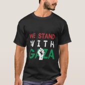 T-shirt Nous sommes avec Gaza, Palestine libre, Poing, sol (Devant)