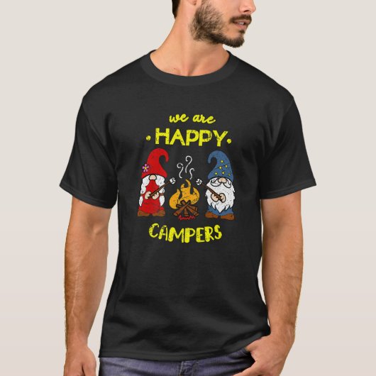 T-shirt Nous Sommes Heureux Campers Gnomes Gnome Campfire  (Devant)