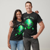 T-shirt "Nous sommes ici" tête d'alien vert (Unisexe)
