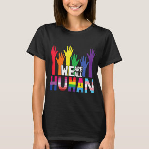 T-shirt Nous Sommes Tous Humains Rainbow Heart Flag Lgbt P