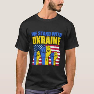 T-shirt Nous soutenons l'Ukraine Drapeau de l'Ukraine Je s