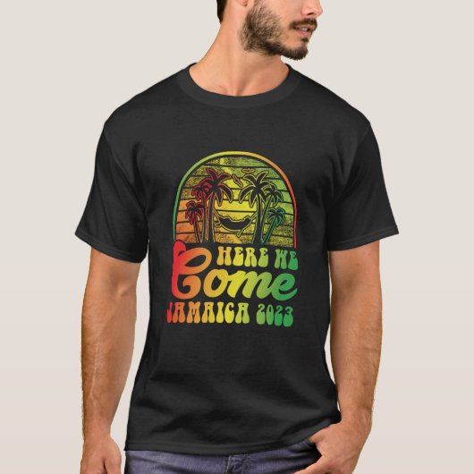 T-shirt Nous Venons Jamaïque 2023 Palm Trees Retro (Devant)