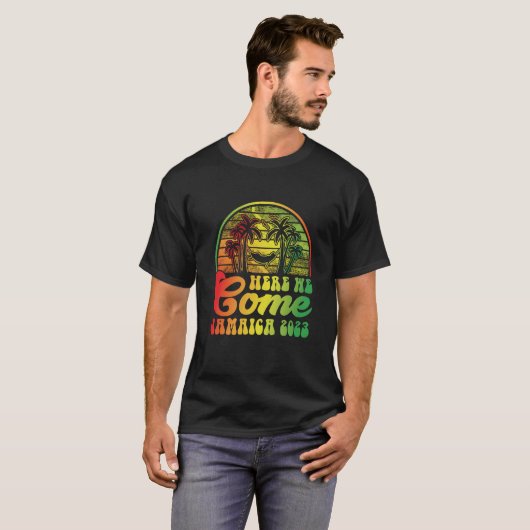 T-shirt Nous Venons Jamaïque 2023 Palm Trees Retro (Devant entier)