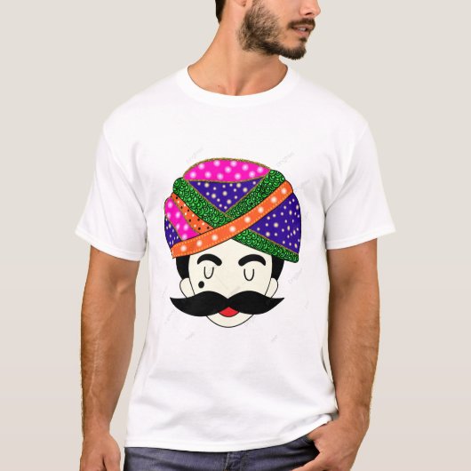 T-shirt Nouveau Gros turban de mode et mustac semblent là (Devant)