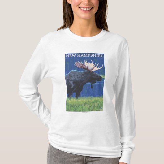 T-shirt Nouveau HampshireMoose dans le clair de lune (Devant)