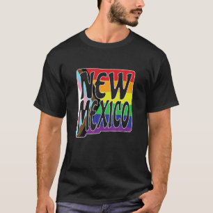 T-shirt Nouveau Mexique Outline in LGBTQIA Pride drapeau R