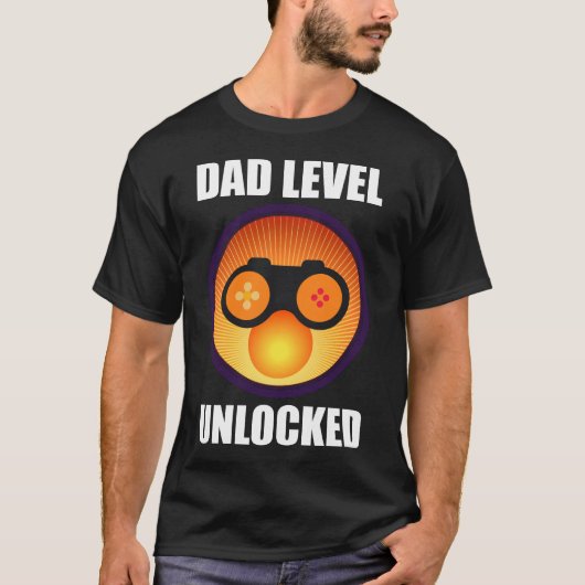 T-shirt Nouveau Papa Chemise, Niveau Papa Déverrouillé Jeu (Devant)