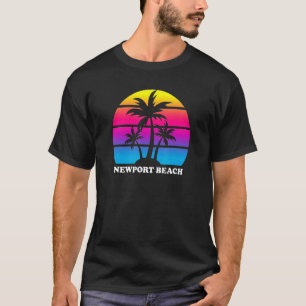 T-shirt Nouveau Port Beach Californie Rétro Palm Tree Suns