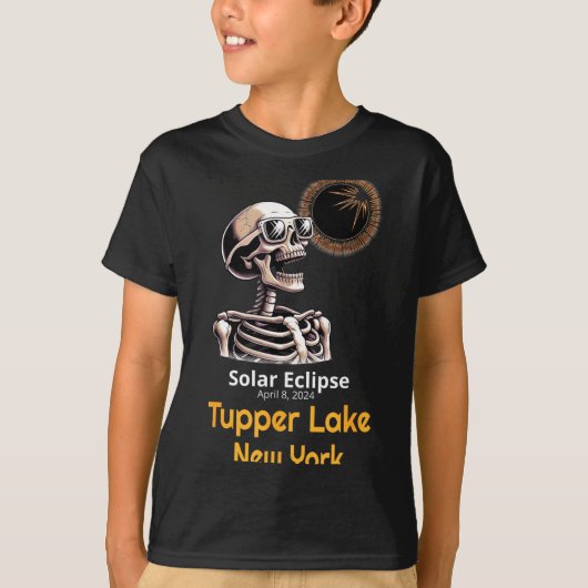 T-shirt Nouveau squelette Éclipse solaire Tupper Lake (Devant)