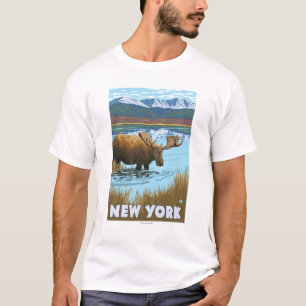 T-shirt Nouveau YorkMoose buvant dans le lac