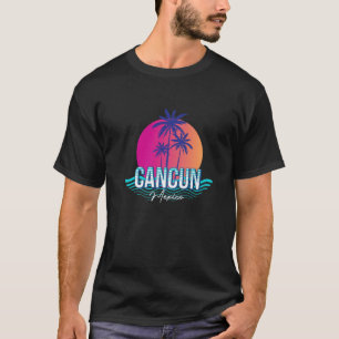 T-shirt Nouveauté Cancun Mexique Coucher de soleil Palm Tr