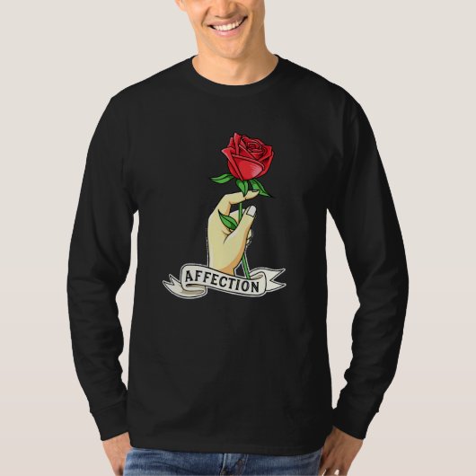 T-shirt Nouveauté d'affection de main de rose (Devant)