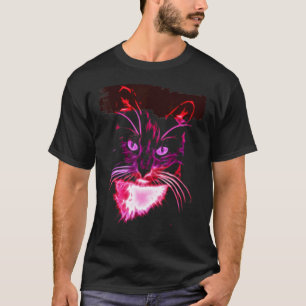 T-shirt Nouveauté d'art de chat coloré - Idée de cadeau po