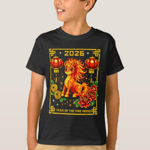 T-shirt Nouvel An chinois 2026 Année du Cheval de Feu Roug
