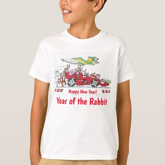 T-shirt Nouvel an chinois de la voiture de course Rabbit (Devant)