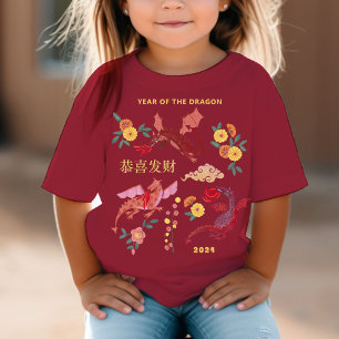 T-shirt Nouvel An lunaire chinois du rouge dragon