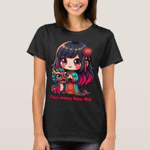 T-shirt Nouvel An vietnamien fille & Dragon rouge