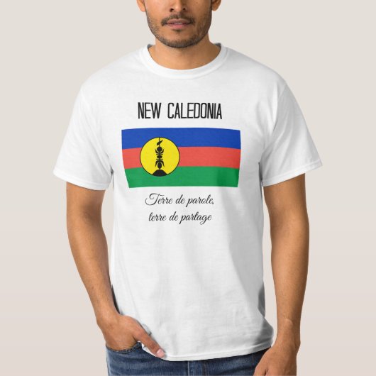 T-shirt Nouvelle-Calédonie, drapeau et devise, design uniq (Devant)