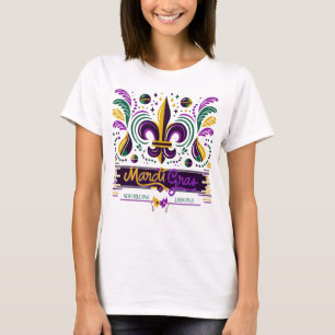 T-shirt Nouvelle-Orléans Mardi Gras jaune violet vert