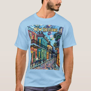 T-shirt Nouvelle-Orléans Quartier français Van Gogh Style 