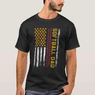 T-shirt Nouvelle première papa softball papa drapeau améri