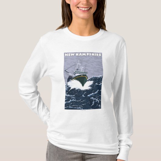 T-shirt Nouvelle scène de bateau de pêche de HampshireCrab (Devant)