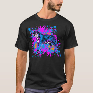 T-shirt Nouvelle Vague 80s Rétro Tache de Peinture Tigre B