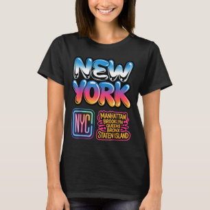 T-shirt Nouvelle ville de New York ciel brun x queennes ét