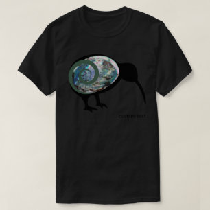 T-SHIRT NOUVELLE-ZÉLANDE KIWI OISEAU PAUA NOIR VERT FERN K